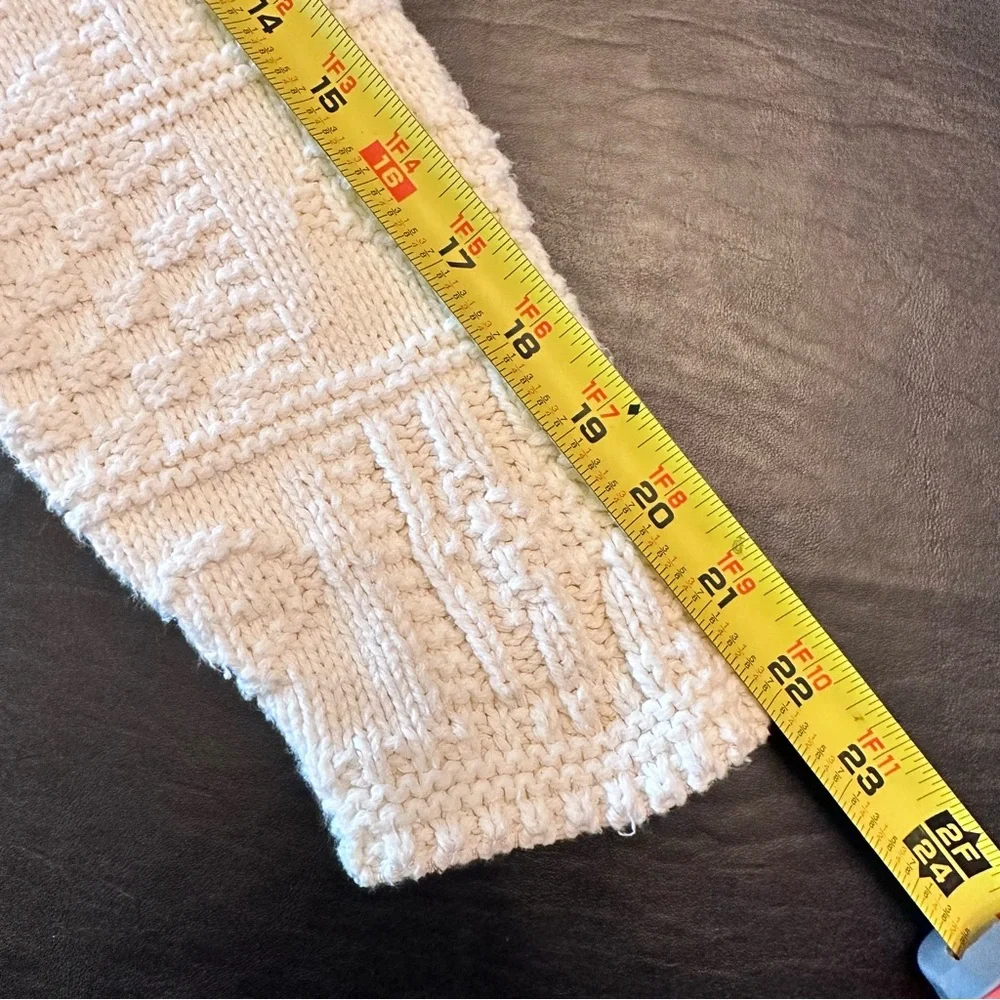 90’s “Absolutely Cotton” Creamy White Cable Knit Textured Hearts Sweater - Picture 6 of 8